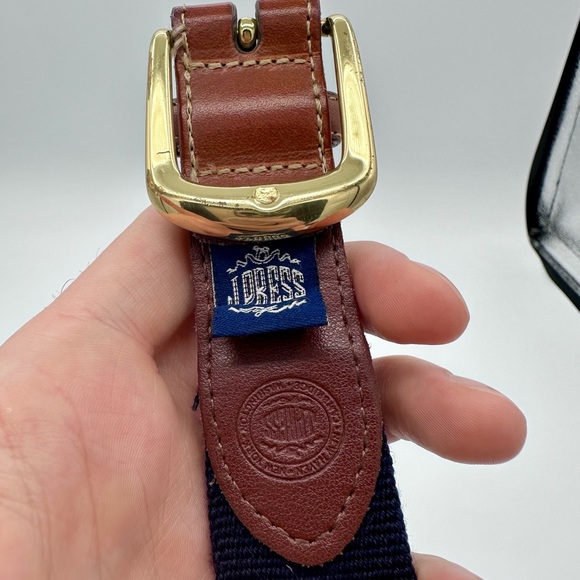 J. Press Navy and Red Wool Canvas Belt